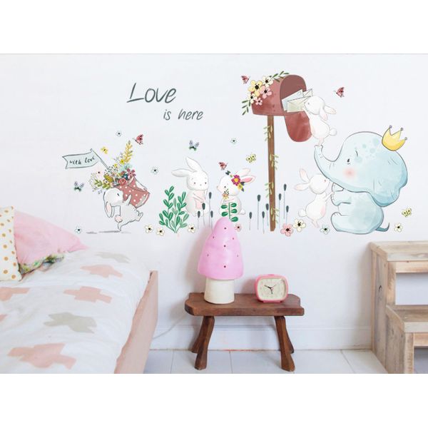 Wall Sticker Cute Bunny Rabbit Elephant Removable Home Decor