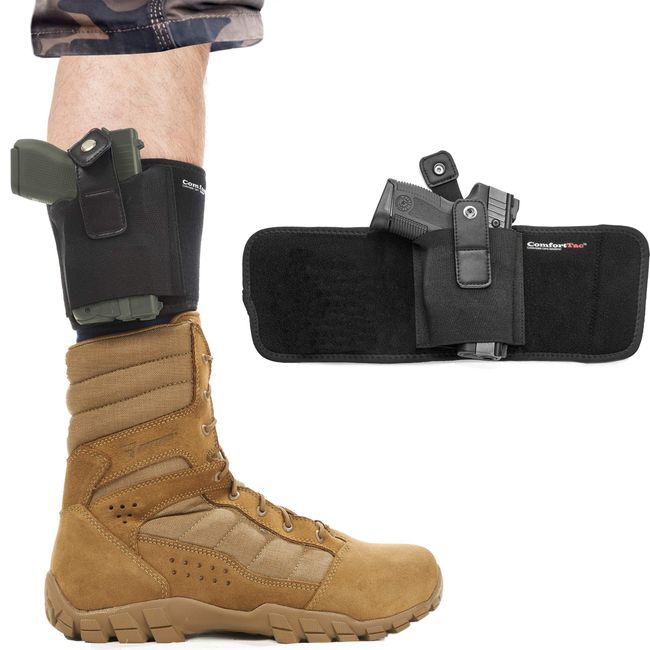 Ultimate Ankle Holster for Concealed Carry by ComfortTac | Fits Glock 42, 43, 36, 26, Smith and Wesson Bodyguard .380, .38, Ruger LCP, LC9, Sig Sauer, and Similar Guns (15" Band Fits Up to 13" Leg)