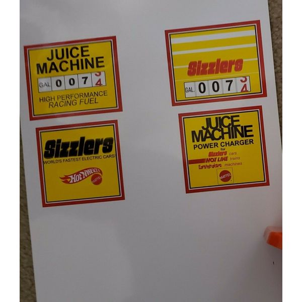 Sizzlers Juice Machine Stickers Decals Enough For 2!  Hot Wheels!