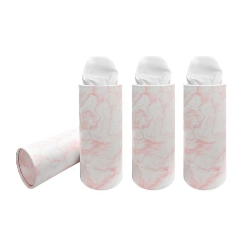 Gasedin 4 PCS Car Tissue Holder, Paper Towel Cylinder Fits Automotive Cup Holder, Car Travel Tissues Packs Round Paper Napkins Container, Creative Tissue Box with Papers Inside (Marble Pink)