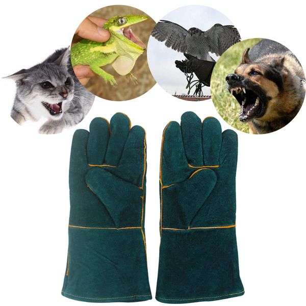 Samcos Pet Gloves, Long, Elbow, 13.8 inches (35 cm), Chewing and Scratching for Pets, Thick Safety Gloves, Protective Gloves, Abrasion Resistant, Heat Resistant, Dogs, Cats, Reptiles, Gardening, Green