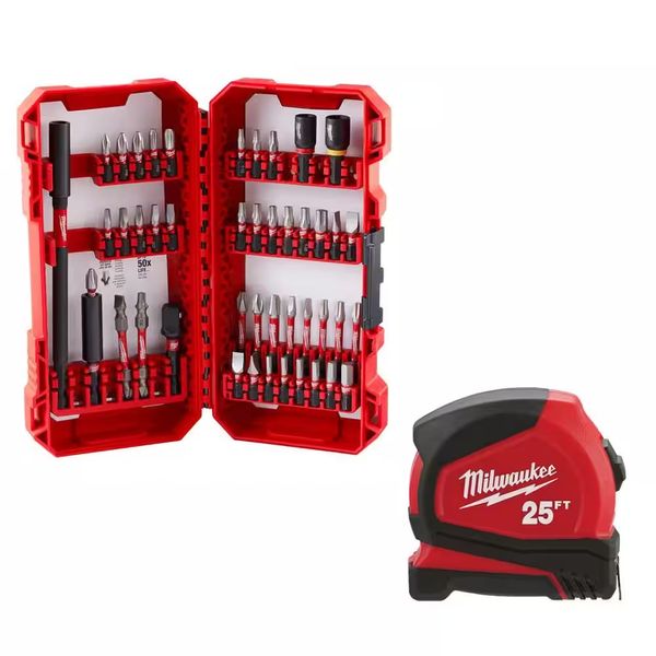 Milwaukee Impact Duty Alloy Steel Screw Driver Bit Set 45-Piece with 25 Ft. Comp