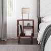 Warwick Mid-Century Modern Nightstand with Open Storage Shelving, Cherry - Bedsi