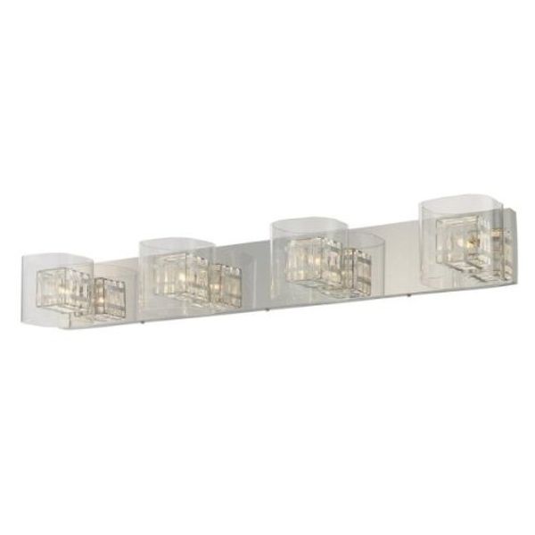 George Kovacs P5804-077, Jewel Box Glass Wall Vanity Lighting, 4 Light Halogen, Chrome