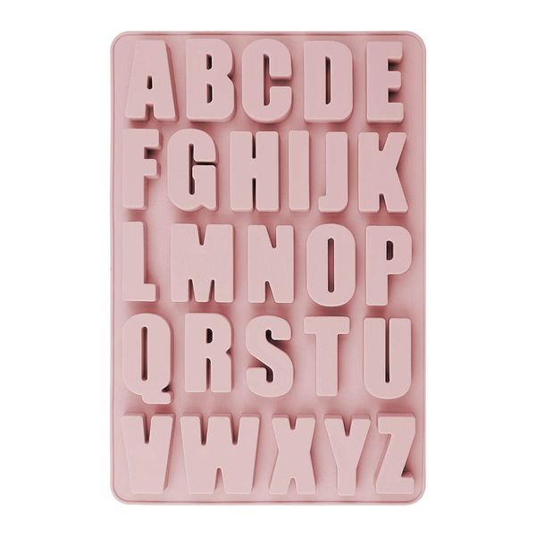 Jagowa Alphabet Mould - Chocolate Letter Mould Non-Stick Reusable Silicone Letter Mould for Baking Birthday Decoration(Pink)