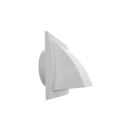 4'' Inch / 100 mm Exhaust Hood Vent with Rain Cover and Flap, White, Indoor and Outdoor Air Vent Cover, HVAC Exhaust Vent Duct Cover, 6'' x 6'' Inch Exhaust Cap