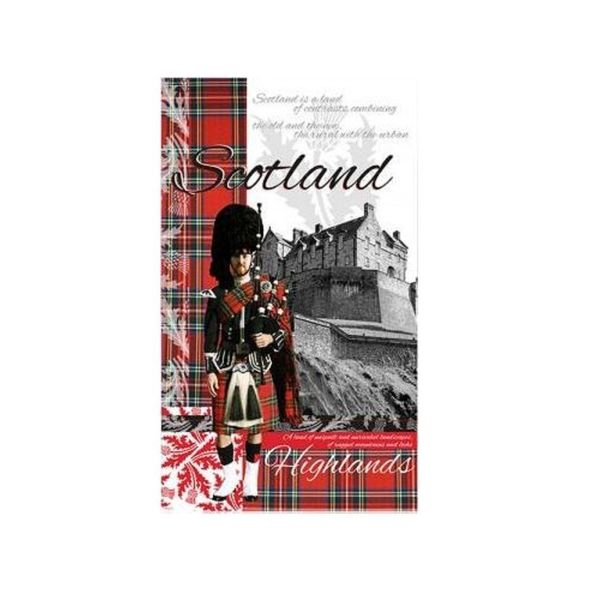 Scottish Tea Towel Scotland Souvenir Gift Red Tartan Edinburgh Castle Heraldic