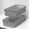 SimpleHouseware 2 Tier Bathroom Organizer Tray Pull-Out Sliding Drawer/Under-Sink Storage, Grey