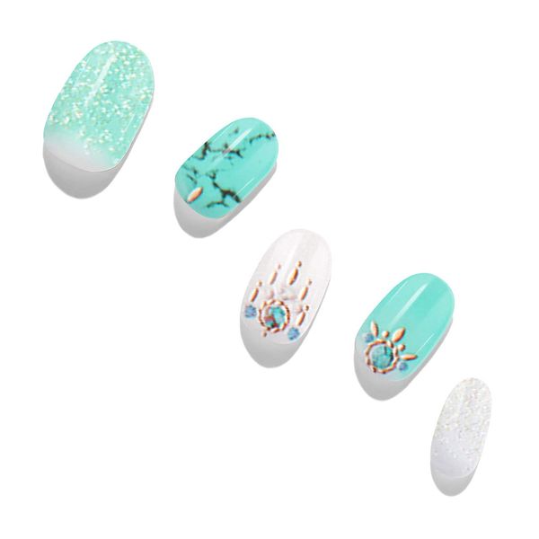 Dashing Diva GVP335JP Gel Nail Stickers, Artificial Nails, Color Gel, For Hands, Gloss, Blue Holes, Beige, Off-White