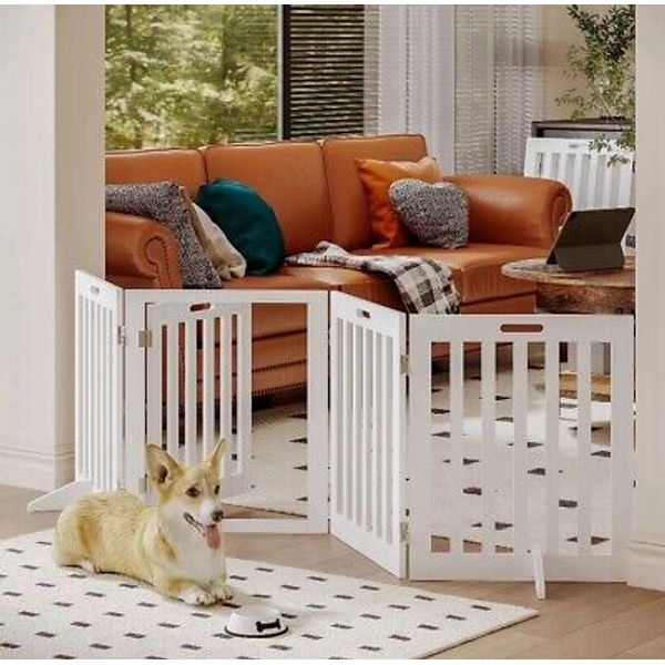 ChooChoo Wooden Pet Gates for Dogs Indoor with Door,24" X 20” 6 Panels