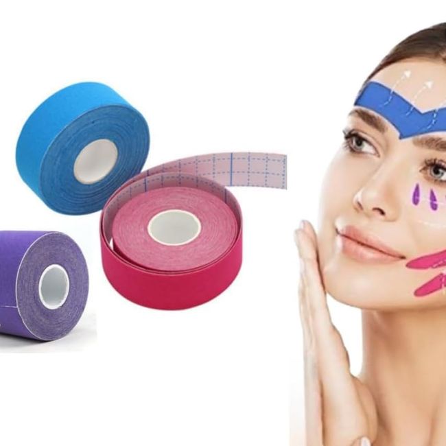 LJFEA 3 Stück Face Lifting Tape,Anti-Wrinkle Patches,Wrinkles Schminkles,Myofasziales Gesichtstraffungsband,Multifunktional Face Tape,FüR Straffung Und Straffung Der Haut