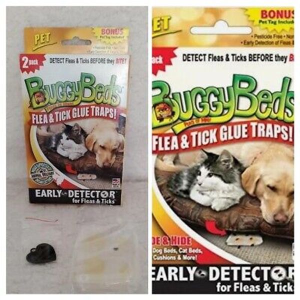 2pk Buggy Beds Flea & Tick Glue Traps. Early Detector. Pet Bed Couch  Dorm Rug