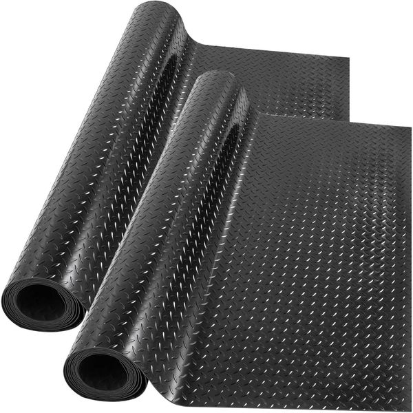 New 2 Rolls Garage Floor Mats, 17 x 3.6 Ft Garage Mat, 2.5mm Thickness Black