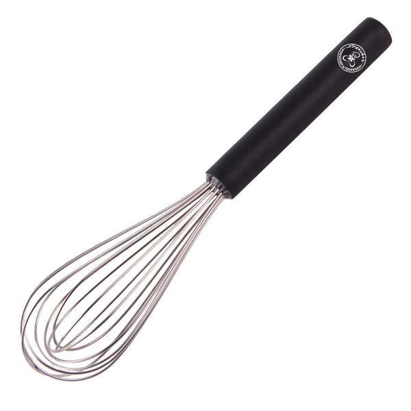 Starchef Stainless Steel Whisk Egg Beater Silicone Anti-Slip Handle Soft Grip（10.5Inch/Black）