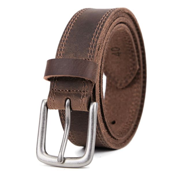 VATAN Men's Genuine Leather Casual Every Day Jeans Belts, Handmade Men Leather Belt with Gift Box