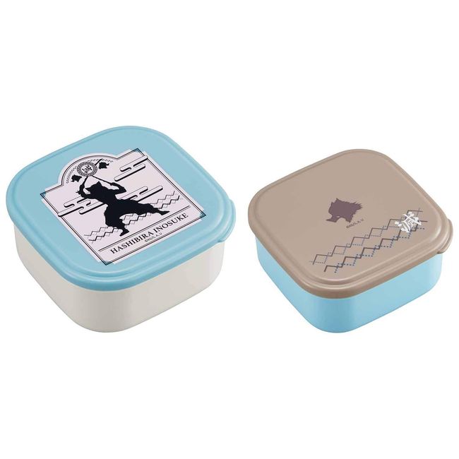 OSK SSP-22 Demon Slayer Lunch Box, Inosuke Pattern, Light Blue, Sealed Containers, 2-Piece Set, Made in Japan