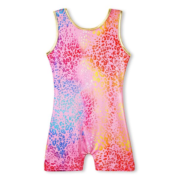 HOZIY Gymnastics Leotards for Girls Biketard Pink Size 7-8 Years Old 7/8 Leopard Print