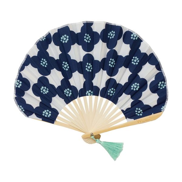 Wpc. W084-9088-204 Gift Box Fan, Camellia, Navy, Women's, Heatstroke Prevention, Suitable for Yukata, Summer, Festival Gift, Stylish, Cute, Women's