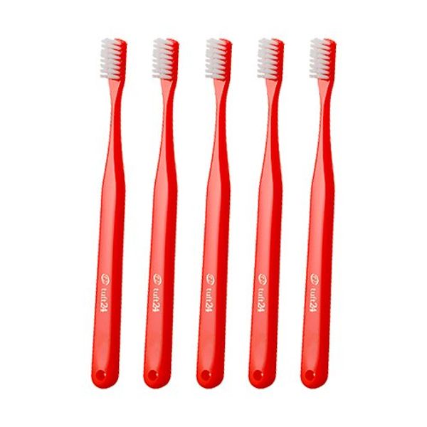 キャップなし タフト24 歯ブラシ × 25本入 S レッド