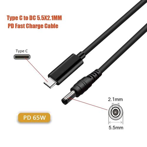 vienon 5ft USB C to DC 5.5mm x 2.1mm Power Charging Cord for Laptop (5521), Type C Male Input to DC 5.5 x 2.1mm Male Power Charging Cable(up to 20V/100W) Compatible with Laptop/Notebook(5521)