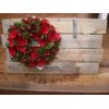 Round Wreath Mini Red with Wood Stand