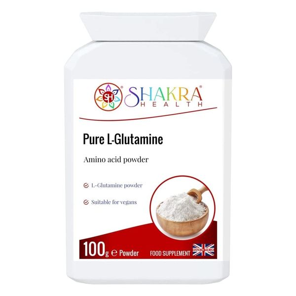 Pure L-Glutamine 100g Pure Targeted Release Vegan Amino Acid Powder for Gastrointestinal Integrity, Neurological Activity, Irritated Bowels & Immune Support | Shakra Health