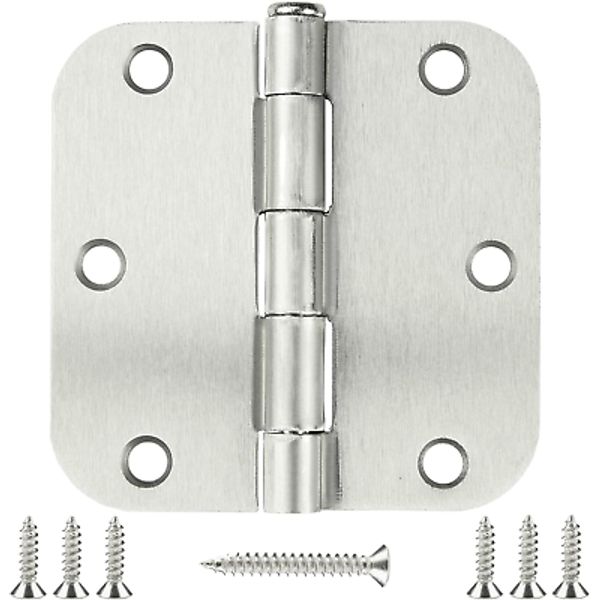 Door Hinge 3 1/2" 18 Pack Rounded Door Hinges Satin/Brushed Nickel 3.5" X 3.5 In