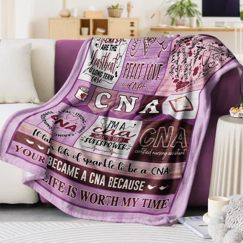 JTUOW CNA Gift- Gifts for CNA Week Blanket 60x50in- Certified Nursing Assistant 2025 Appreciation Gift for Women