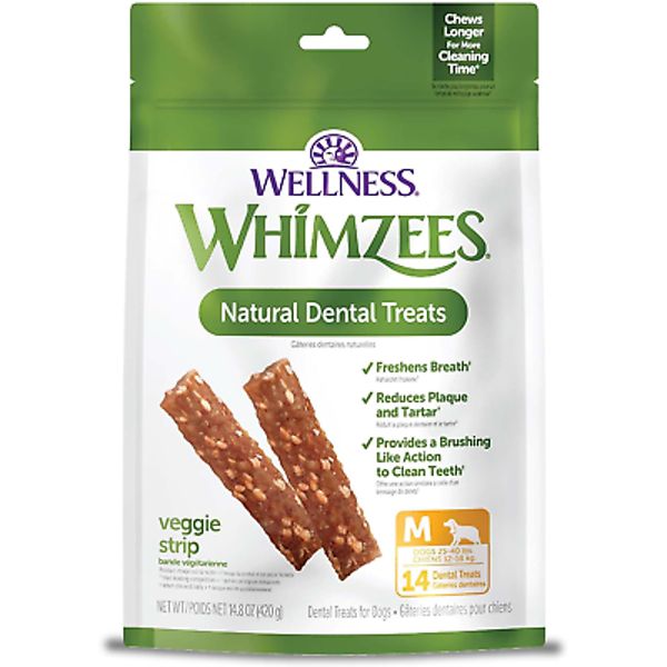 Wellness® WHIMZEES® Veggie Strip Natural Grain Free Dental Chews for Dogs, Mediu