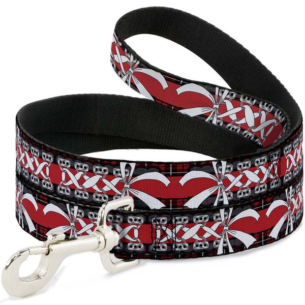 Dog Leash Corset Lace Up Bow Red Plaid Red 4 Feet Long 0.5 Inch Wide