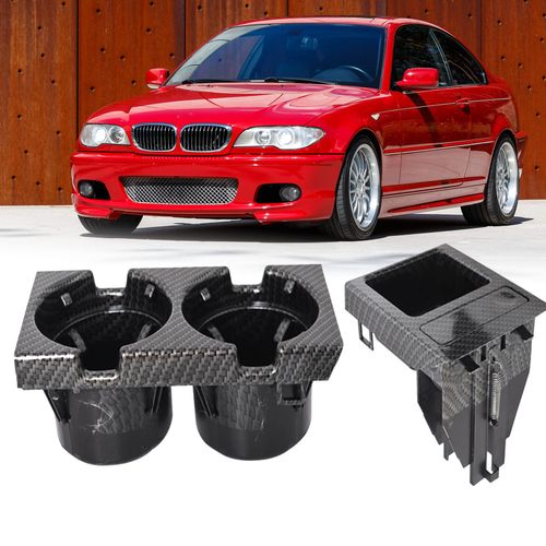 SEBLAFF Black Cup Holder Coin Holder Storing Box Carbon Fiber Replacement for E46 323i 325i 328i 330i M3 51168217953