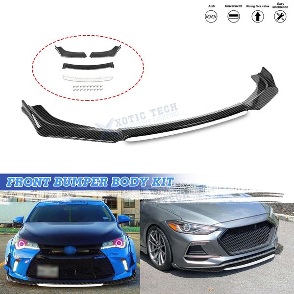 Carbon Black&White Double Layer Front Bumper Lip Winglet Spoiler For Volkswagen