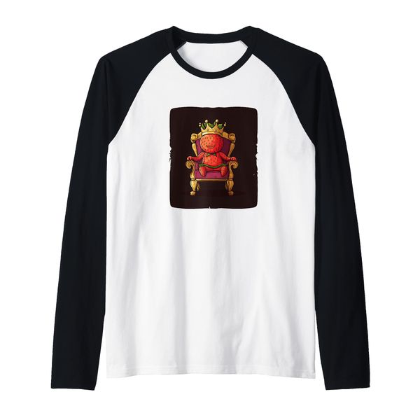 Lustiger Erdbeerkönig mit Thron und Krone Outfit Raglan