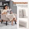 Button Tufted Armchair with Solid Wood Legs, Thick Removable Seat Cushion, Beige