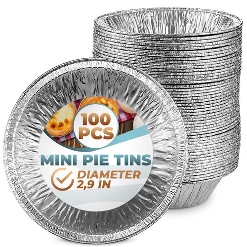 LEGLO 100 Pcs Disposable Egg Tart Tins - 2.9" Aluminum Mini Pie Tins, Quality and Durable Material, Easy to Use and Oven Safe, Moisture and Odor Resistant, Good for Fruit, Pastry, Meat, and Pot Pies
