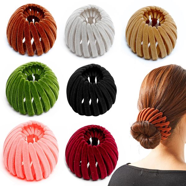 7PCS Birds Nest Hair Clip Hair Accessories For Women Hair Bun Maker Lazy Hair Holder for Women and Girls retractable folding hairpin Bun Clips for Thick Thin Hair