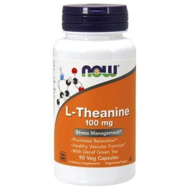 Now Foods, L-Theanine Stress Management 100 mg 90 Vcaps 08/2024 EXP