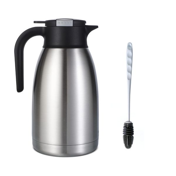 Thermal Coffee Carafe Dispenser by Heritage66 Triple Wall Stainless Steel Thermos Vacuum insulated/Flask Hot Coffee 12 hours Tea, Water 2 Liter /68 OZ (Wide Opening)