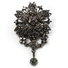 Chic Black Diamante Charm Brooch (Black Tone)