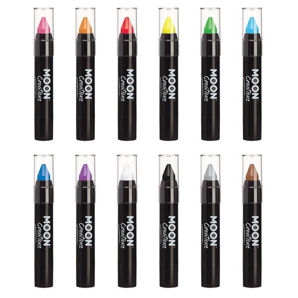 Face Paint Stick / Body Crayon Set of 12 Makeup for The Face & Body by Moon Creations - 0.12oz