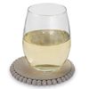 Mud Pie 42500044G Gray Beaded Wood Coaster, 4 3/4" Dia