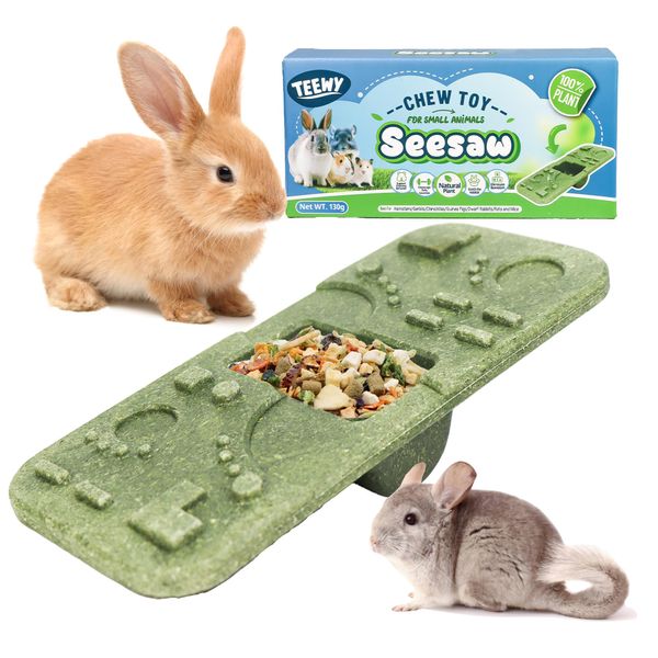 Edible Seesaw Small Animal Chew Toy and Feeder Hamster Gerbil Guinea Pig Rat Chinchilla Rabbit Food Bowl Teeth Grinder Habitat Enrichment