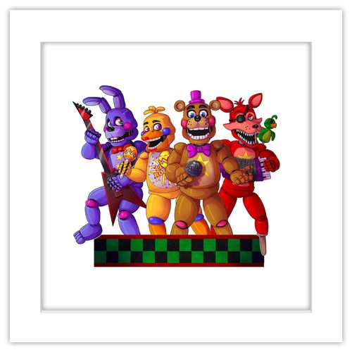 Trends International Gallery Pops Five Nights at Freddy's - Rockstar Group Wall Art Wall Poster, 12" x 12", White Framed Version