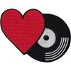 Heart and Vinyl Record - Embroidered Iron On Patch