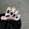 Fuyunohi Nail Tips, Black, False Nails, Short, Set of 24, With Double Sided Tape, False Nails, Black, Plain, Scene Prop, Sticker, Strong, Nail Item, Easy to Apply, Durable, Convenient, Office, Unique, Cool