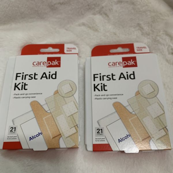 2 Pack Of CarePak First Aid Kit To Go 21pc Set Bandaids Portable