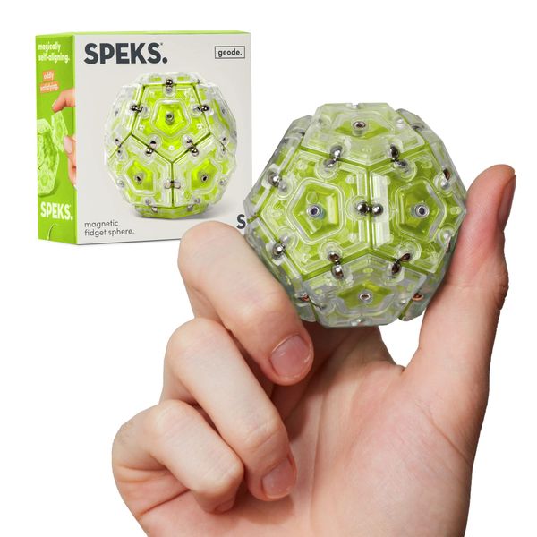 Speks Geode Sphere Magnetic Fidget Toy for Adults | Quiet Adult Sensory Toy for Stress Relief & Anxiety, Office Desk Toy & Top Gadget Gift Idea | Peridot, 12-Piece Set