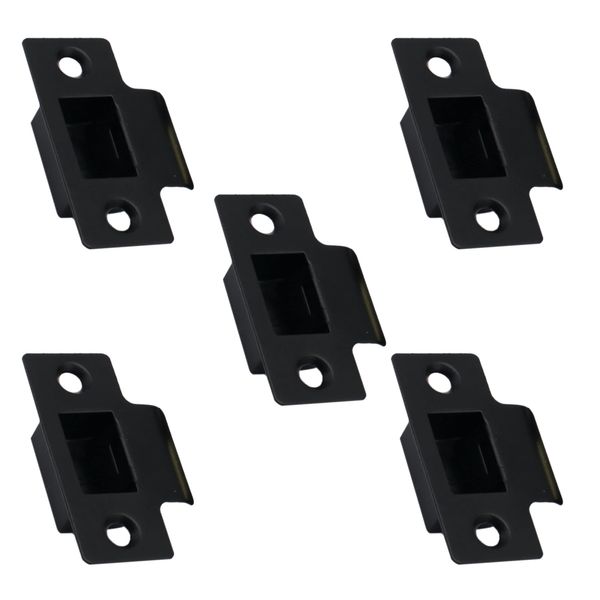 Strike Plate Matt Black Latch Door Frame + Dust Box + Matching Screws (5)
