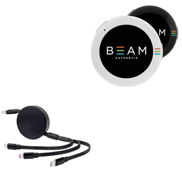 BoxWave Cable Compatible with Beam Authentic - AllCharge PD miniSync (100W), Retractable High-Speed Charging Portable USB Cable - Jet Black