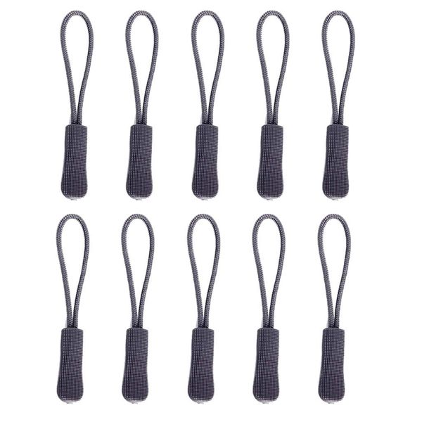 PAPER PLANE ECO Set of 10 Zipper Pull Zip Pull Zipper Puller Cord Slider Fastener Jacket Bagpack replacement (DARK GREY)